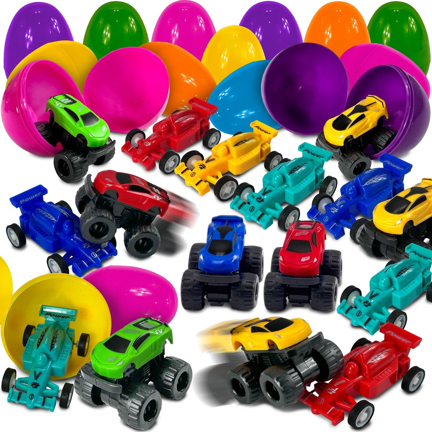 3 Inch Easter Egg With Car Toy - 8pc Set