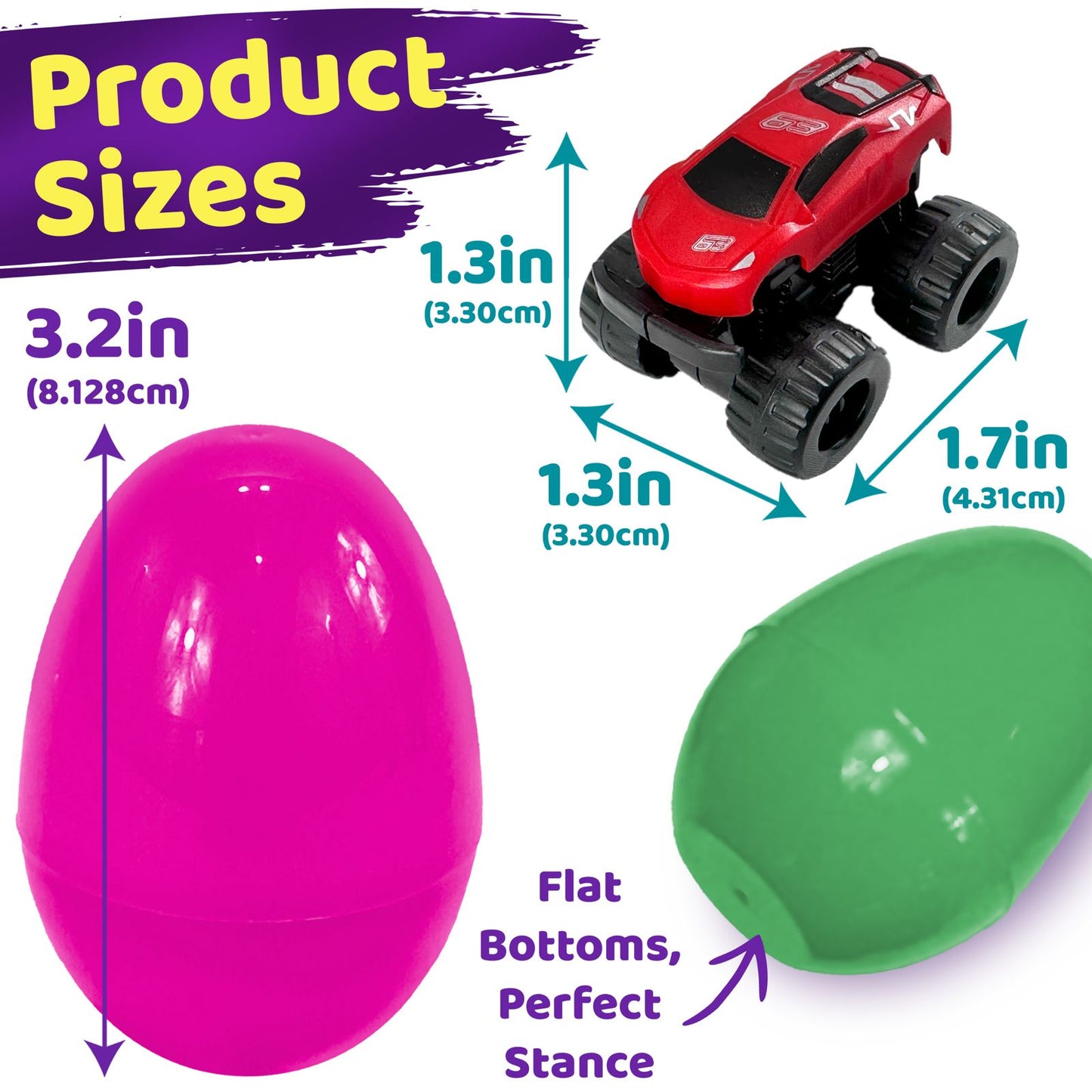 3 Inch Easter Egg With Car Toy - 8pc Set