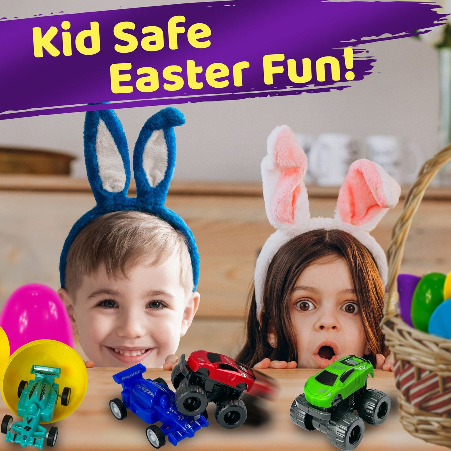 3 Inch Easter Egg With Car Toy - 8pc Set
