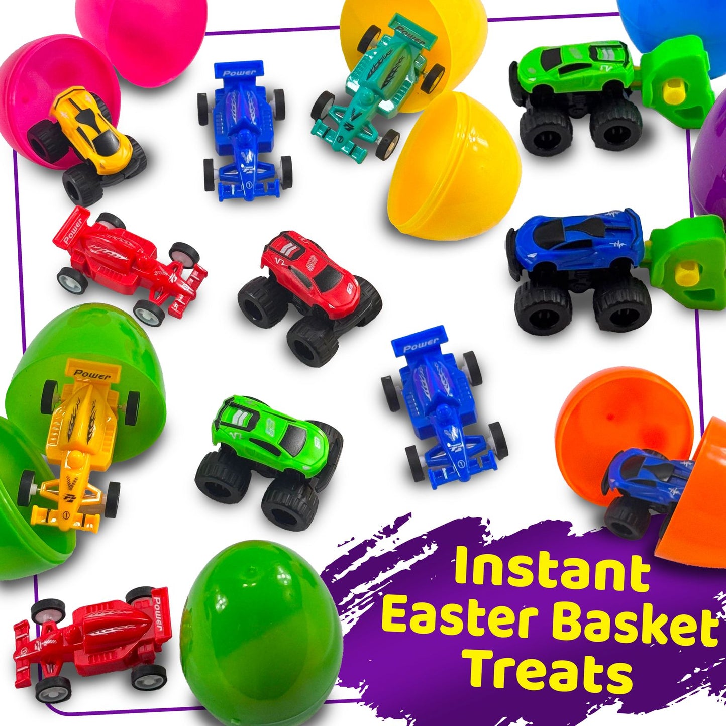 3 Inch Easter Egg With Car Toy - 8pc Set