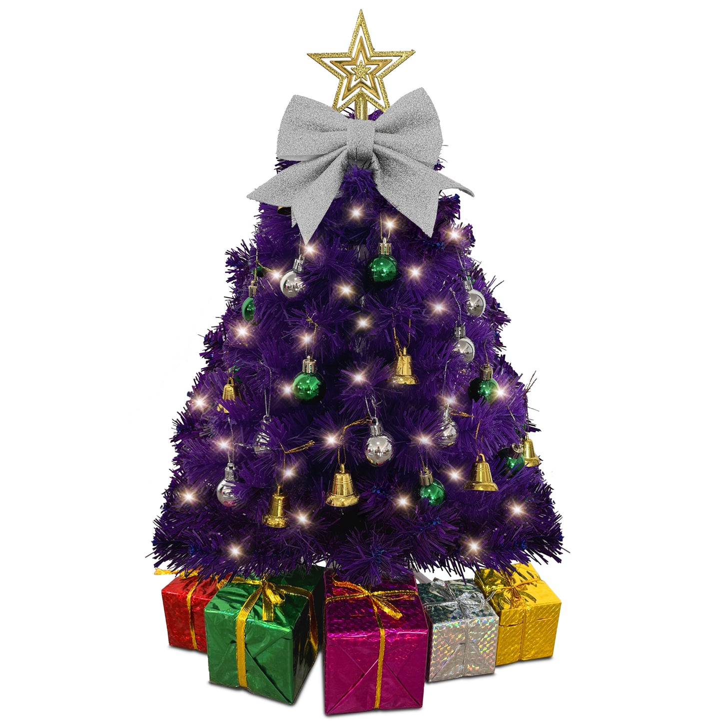 Small Purple Christmas Tree with Lights