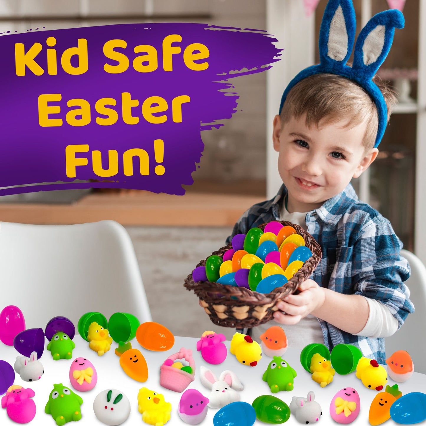 Stargo 12 Pack Colorful Prefilled Easter Eggs with Squishy Toys, Bright Plastic Easter Eggs Filled, Basket Fillers for Kids, Toddlers, Stress-Relief Squishies for Egg Hunts, Party Favors, Goodie Bags