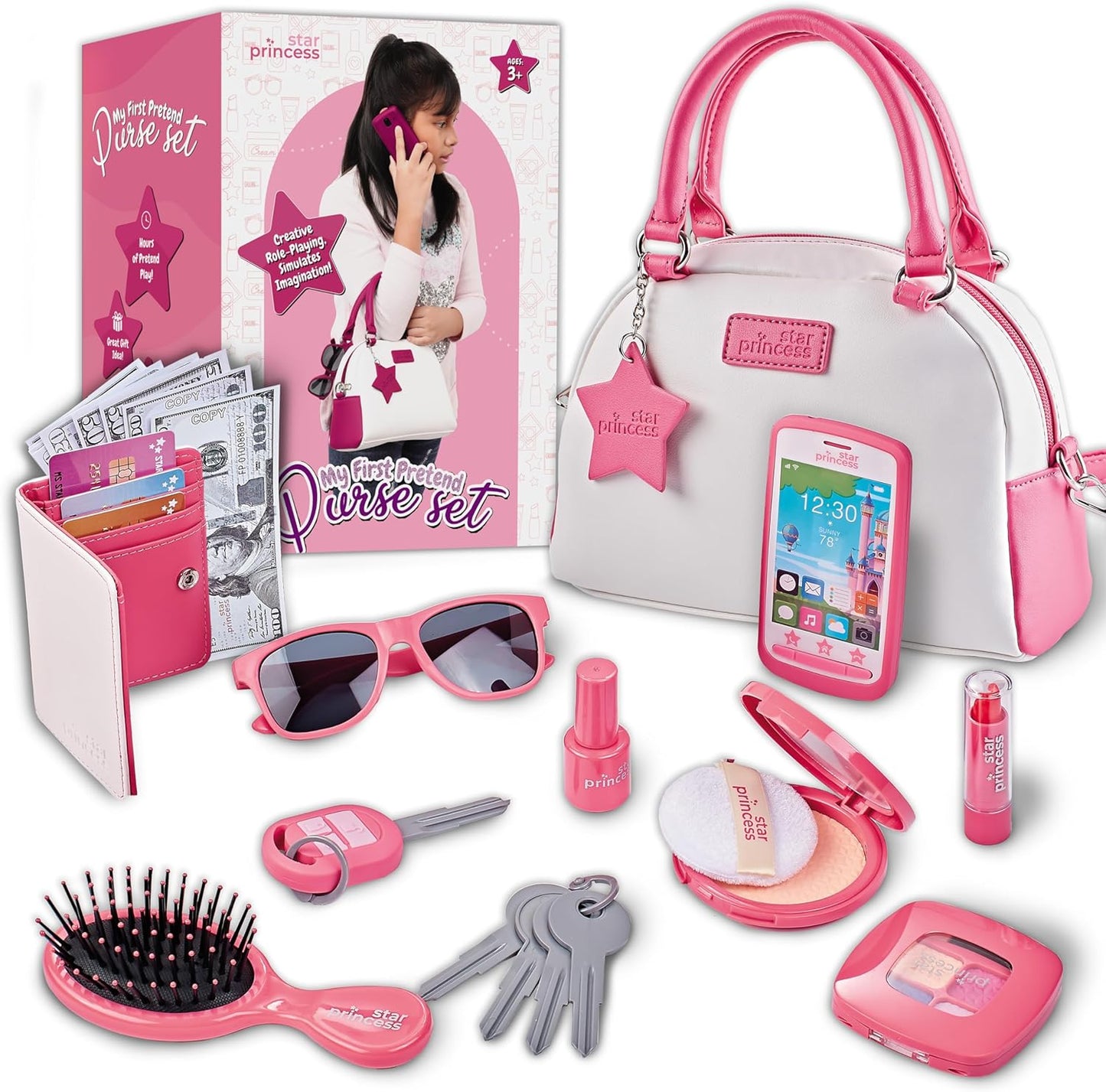 Deluxe Pretend Play Purse Set with Accessories - Pink Edition