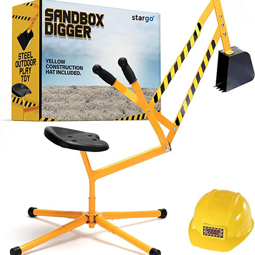 stargo Sandbox Digger Excavator Crane with 360-degree Rotation and Hard Hat for Excellent Sand Dirt and Snow Solid Steel Outdoor Toy