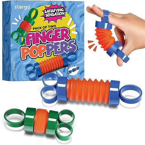 Finger Poppers Fidget Toy for Kids - Hand Exercisers Pop Tube Mini Fidget Toys - Sensory Toy for Girls and Boys - Finger Strengthener and Occupational Therapy Toy - Pack of 2