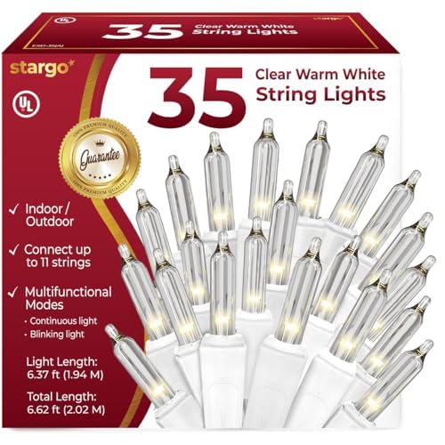 35 Incandescent String Lights White Wire (White Bulbs)