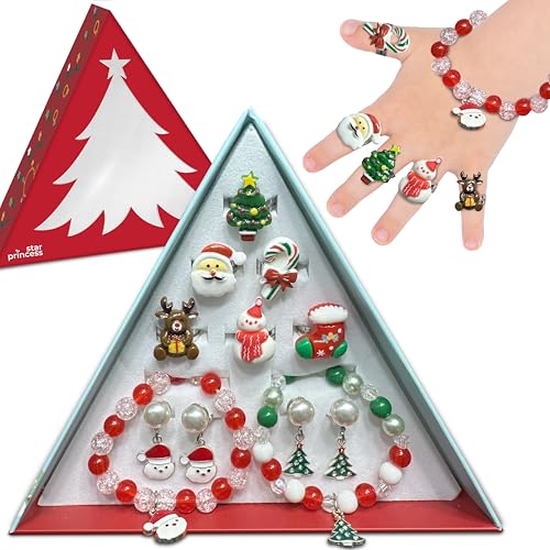 Christmas Dress-Up Set for Kids (6 Rings, 2 Bracelets, 2 Earrings)