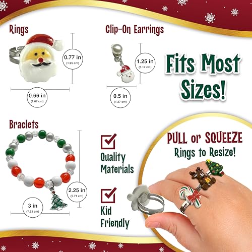 Christmas Dress-Up Set for Kids (6 Rings, 2 Bracelets, 2 Earrings)