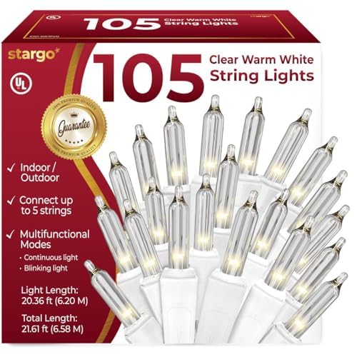 105 Incandescent String Lights White Wire (White Bulbs)