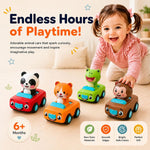 4 Animal Press-and-Go Toy Car Set