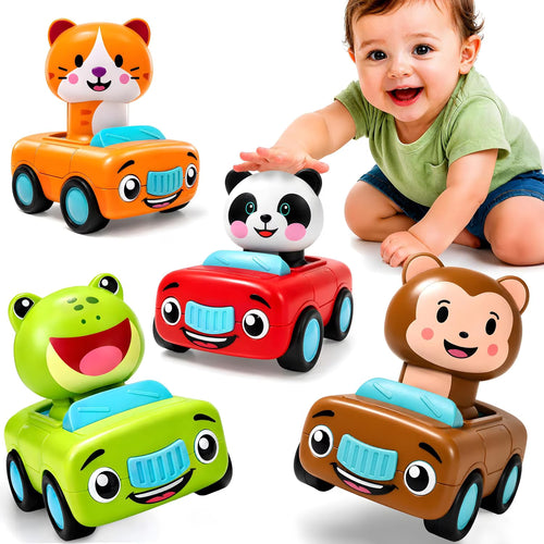 4 Animal Press-and-Go Toy Car Set