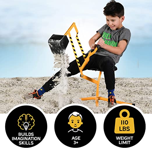 stargo Sandbox Digger Excavator Crane with 360-degree Rotation and Hard Hat for Excellent Sand Dirt and Snow Solid Steel Outdoor Toy