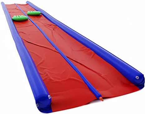 Giant Backyard Water Spraying Slip and Slide, 25 Feet Slide with 2 Inflatable Sliding inflatables with Built in Sprinkler, Outdoor Sprinkler and Slide