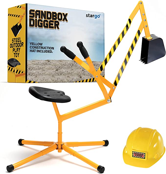 stargo Sandbox Digger Excavator Crane with 360-degree Rotation and Hard Hat for Excellent Sand Dirt and Snow Solid Steel Outdoor Toy