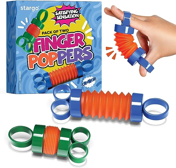 Finger Poppers Fidget Toy for Kids - Hand Exercisers Pop Tube Mini Fidget Toys - Sensory Toy for Girls and Boys - Finger Strengthener and Occupational Therapy Toy - Pack of 2